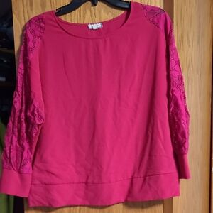 Eyeshadow Magenta Lace Accent Blouse